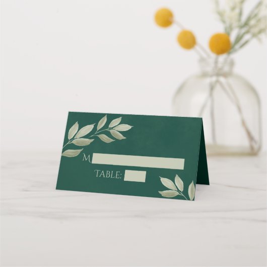 Carte De Placement Boîtes d'écriture Feuille Sage & Emerald (Devant)
