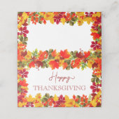 Carte De Placement Bon thanksgiving Dîner d'automne Fête (Extérieur déplié)