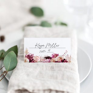Carte De Placement Bonjour Bébé Bourgogne Baby shower Floral