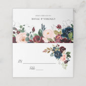 Carte De Placement bordeaux, bleu marine et rose pâle mariage (Extérieur déplié)