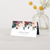 Carte De Placement bordeaux, bleu marine et rose pâle mariage (Dos)
