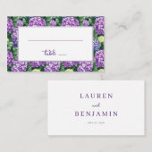Carte De Placement Bordure de Fleur d'Hydrangea Violet Serein (Devant / Derrière)
