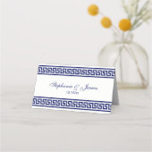 Carte De Placement Bordure de la clé grecque bleue marine #1A (Devant)