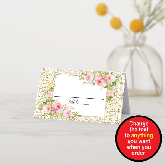 Carte De Placement Bordure dorée et florale