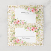 Carte De Placement Bordure dorée et florale (Extérieur déplié)
