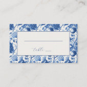 Carte De Placement Bordure Florale Bleue Élégante (Devant)