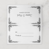 Carte De Placement Bordure florale noire simple (Extérieur déplié)