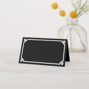 Carte De Placement Bordure grecque noir et blanc pour mariage