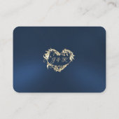 Carte De Placement Bordure Vintage & Monogramme - Bleu (Dos)
