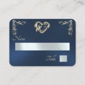 Carte De Placement Bordure Vintage & Monogramme - Bleu (Devant)