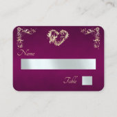 Carte De Placement Bordure Vintage & Monogramme - Prune (Devant)