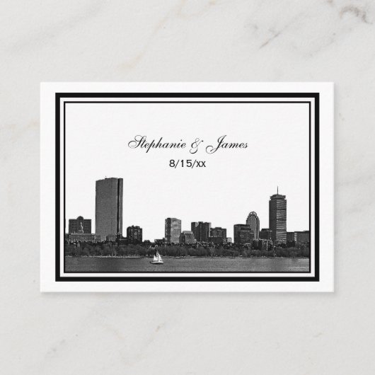 Carte De Placement Boston Skyline Etched Cartes-Endroits encadrées #2 (Devant)