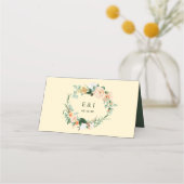 Carte De Placement Botanique Boho Jaune verdure Floral Mariage (Dos)