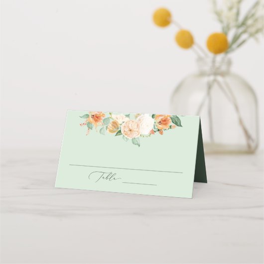 Carte De Placement Botanique Boho Sage Vert verdure Mariage floral (Devant)