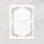 Carte De Placement Botanique Elegant rose roses Script Mariage (Dos)