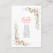Carte De Placement Botanique Elegant rose roses Script Mariage (Devant)