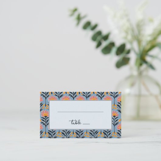 Carte De Placement Botanique Florale Bleue Joyeuse (Debout devant)