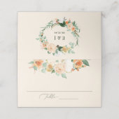 Carte De Placement Botanique Pêche Boho Vert Mariage Floral (Extérieur déplié)
