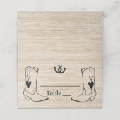 Carte De Placement Botte de Cowboy Mariage occidental Bois Brown rust (Extérieur déplié)