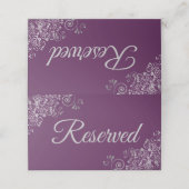 Carte De Placement Boucles d'argent Élégant Plum violet Mariage Réser (Extérieur déplié)