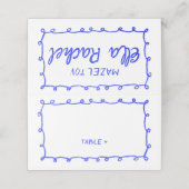 Carte De Placement Boucles Messy Doodle Bat mitzvah de bar fait main (Extérieur déplié)