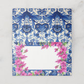 Carte De Placement Bougainvillée rose Carreau bleu (Extérieur déplié)