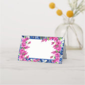 Carte De Placement Bougainvillée rose Carreau bleu (Devant)