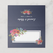 Carte De Placement Bouquet bohème - Bleu de marine - Noms Mariage Dat (Extérieur déplié)