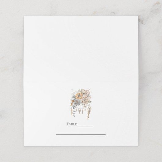 Carte De Placement Bouquet de fleurs Boho et table Dreamcatcher (Extérieur déplié)