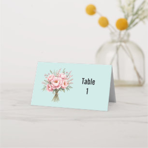 Carte De Placement Bouquet de fleurs de pivoine rose sur table