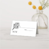 Carte De Placement Bouquet fleur sauvage #2L Mariage Couple Nom Init (Dos)