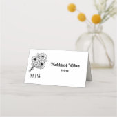Carte De Placement Bouquet fleur sauvage #2L Mariage Couple Nom Init (Devant)