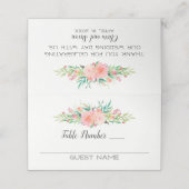 Carte De Placement Bouquet floral rose invités et numéros de table (Extérieur déplié)