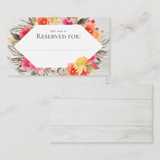 Carte De Placement Bouquet floral rustique Thanksgiving (Devant / Derrière)