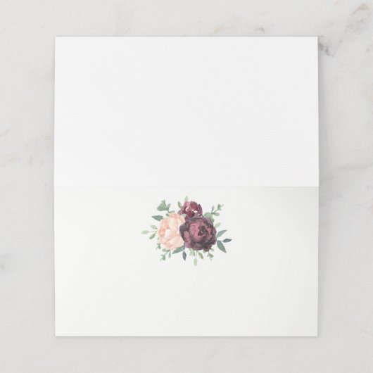 Carte De Placement Bouquet Peach Rose de Bourgogne (Extérieur déplié)