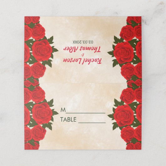 Carte De Placement Bouquet Rd Roses (Extérieur déplié)