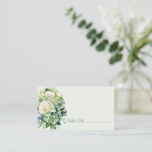 Carte De Placement Bouquet vert floral Mariage Escort (Debout devant)