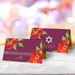 Carte De Placement Bourgogne Bat mitzvah Bold Floral Aquarelle modern<br><div class="desc">Aucune fête Bat mitzvah n'est complète sans cartes de lieux personnalisées. Laissez votre Bat mitzvah préféré être fier, se réjouir et célébrer son jalon à sa fête parfaitement coordonnée. Cette aquarelle sophistiquée, chic, étonnante, florale avec le type san serif moderne recouvre un arrière - plan bordeaux. Une feuille d'or faux...</div>