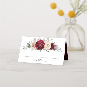 Carte De Placement Bourgogne Champagne Ivory Mauve Rose Floral Mariag