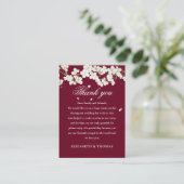 Carte De Placement Bourgogne Floral Mariage Blanc Blossom Merci (Debout devant)