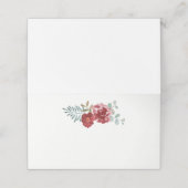 Carte De Placement Bourgogne Floral Rose Mariage du bouquet de feuill (Extérieur déplié)