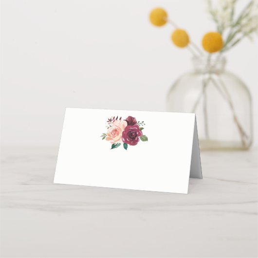 Carte De Placement Bourgogne Roses Fleurs Poussiéreuses Roses Mariage (Devant)