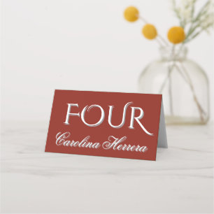 Carte De Placement Bourgogne Rouge Élégant Numéro de Nom d'Invité Scr
