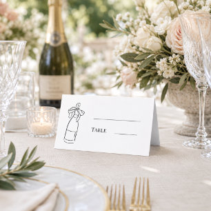 Carte De Placement Bouteille de champagne dessinée à la main pour fêt