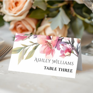 Carte De Placement Branche de rhododendron fleurs rose pêche mariage