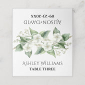 Carte De Placement Branche Eucalyptus avec fleurs blanches mariage (Extérieur déplié)