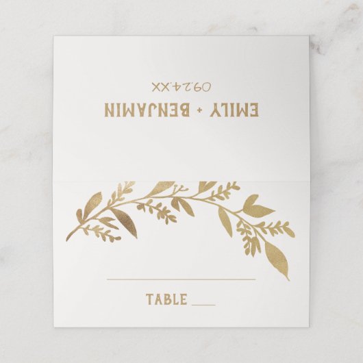 Carte De Placement Branches courbes | Mariage or (Extérieur déplié)
