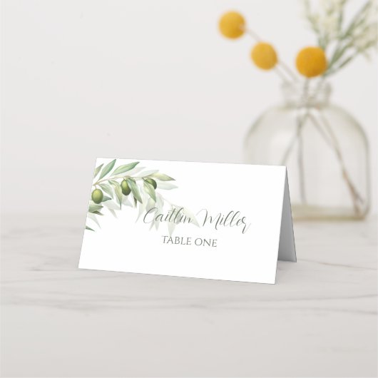 Carte De Placement Branches d'olive Aquarelle Mariage rustique (Devant)