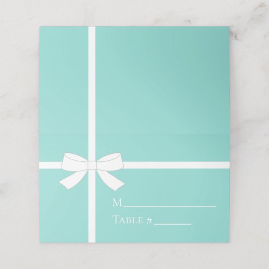 Carte De Placement Bride Douche Mariée Turquoise Tea Party (Extérieur déplié)