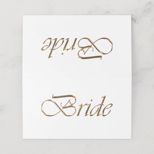 Carte De Placement Bride Elegant or script Réservé table Mariage (Extérieur déplié)